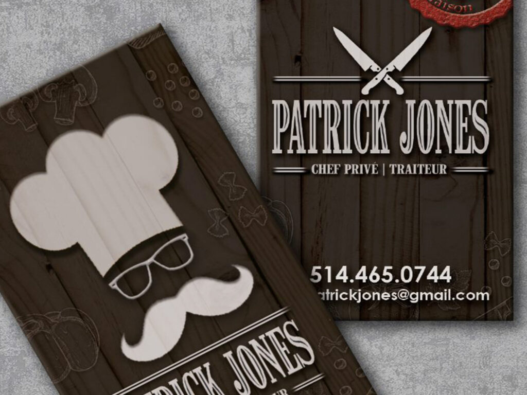 Cartes d&rsquo;affaires Chef Traiteur Patrick Jones